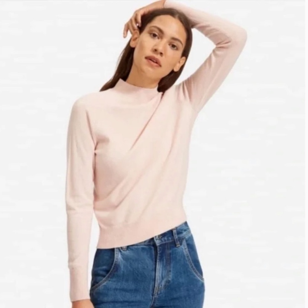 Everlane Pink Mock Neck Cashmere Sweater Size XS